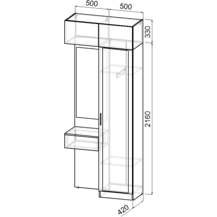 Набор мебели для прихожей "Марсель-204" МР 01-204 В2490 Ш1000 Г420 (ЛДСП Графит серый)